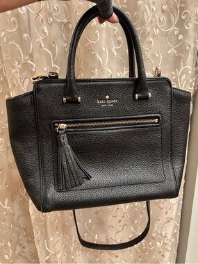 Like new Kate Spade Black Pebbled Leather Satchel with Tassel